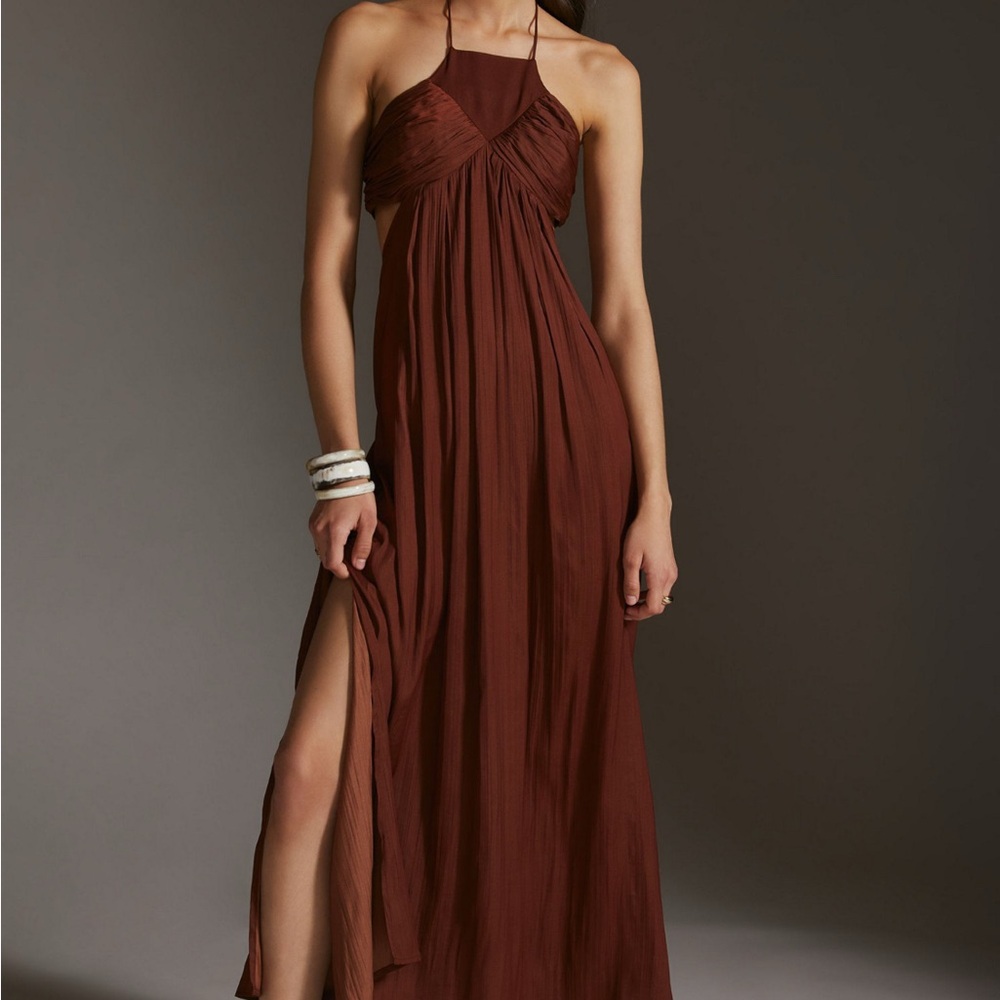 Tie-Back Halter Maxi Dress Anthropologie